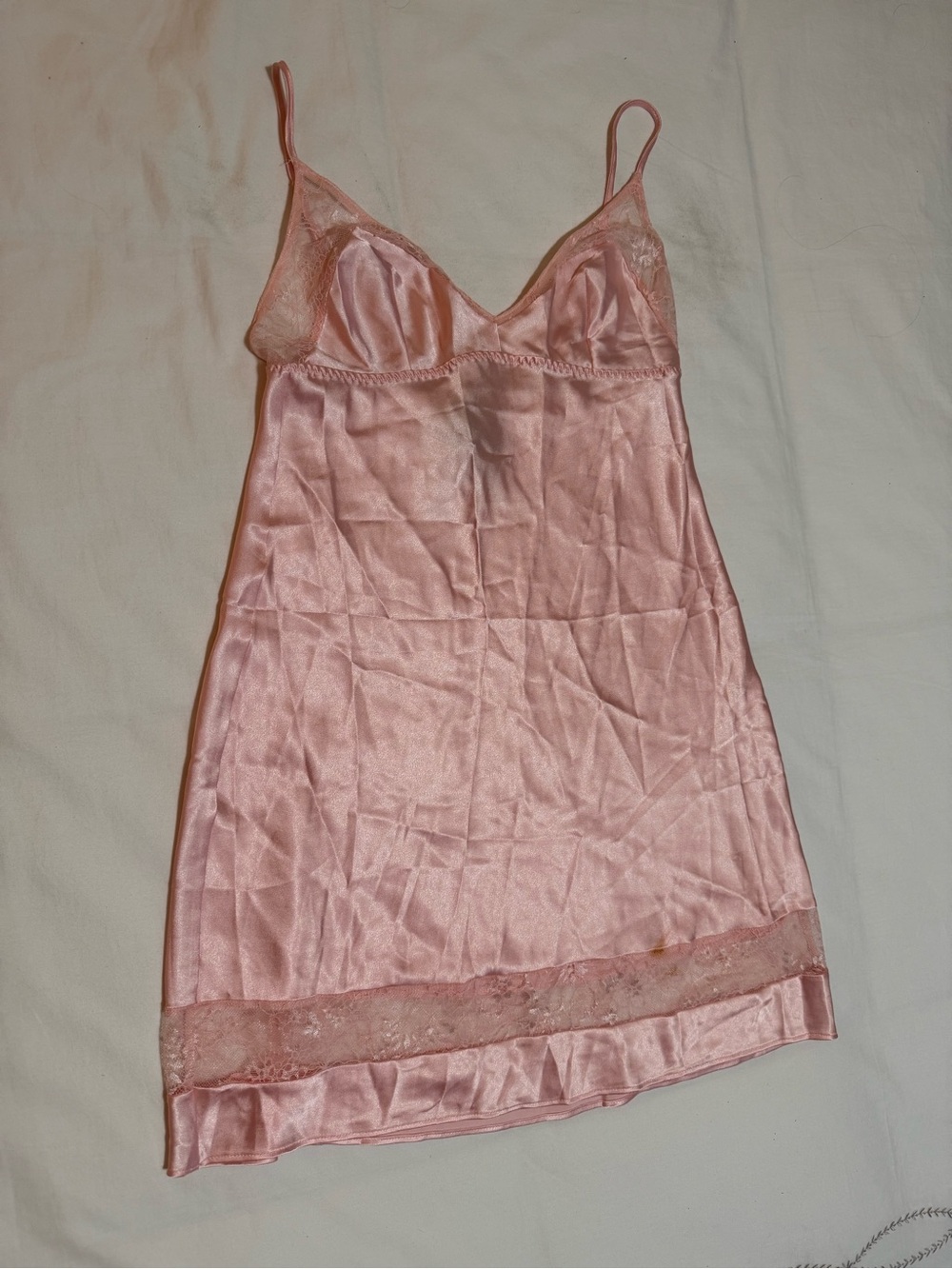 Victoria's Secret Pale Pink Satin Slip with Lace Trim